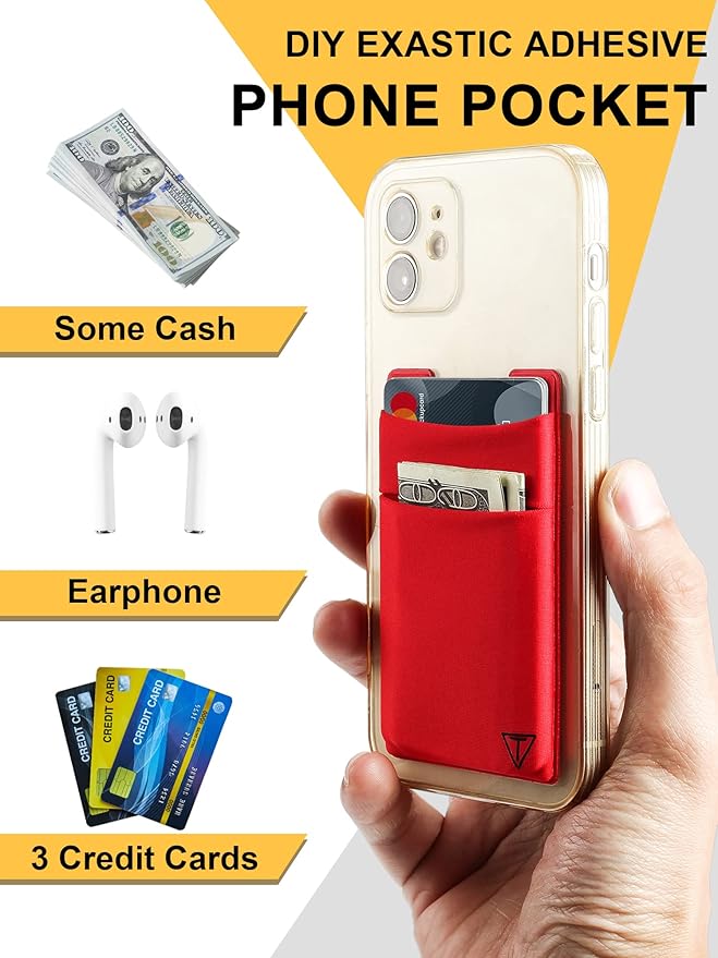 Minimalist Metal wallet,RFID Blocking Smart Pop Up Card Wallet 6-12 Cards Holder Slim Compact Front Pocket Wallets with Elastic Coin Pocket for Men and Women,Red