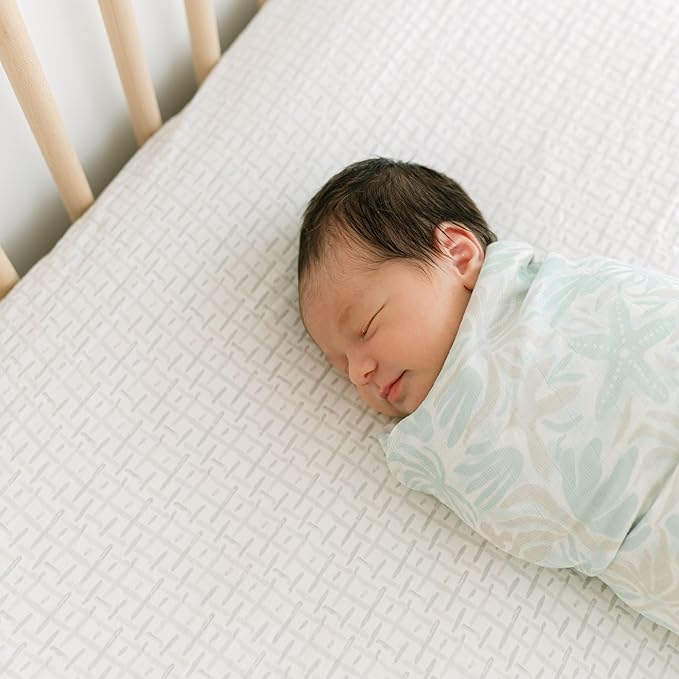 Crane Baby Crib Sheet, Neutral Hashtag Crib Sheets & Toddler Sheets, 100% Cotton Crib Sheets for Standard Crib Mattress(28"x 52"), Breathable Crib Sheets, Fitted Crib Sheets for Boys and Girls
