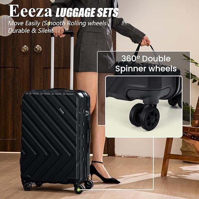 Luggage Sets 5 Piece, Suitcases with Wheels, ABS Hard Case Luggage with TSA Lock Spinner Wheels, Carry On Luggage Set(5 Piece Sets (20"/24"/28"/DB/TB))