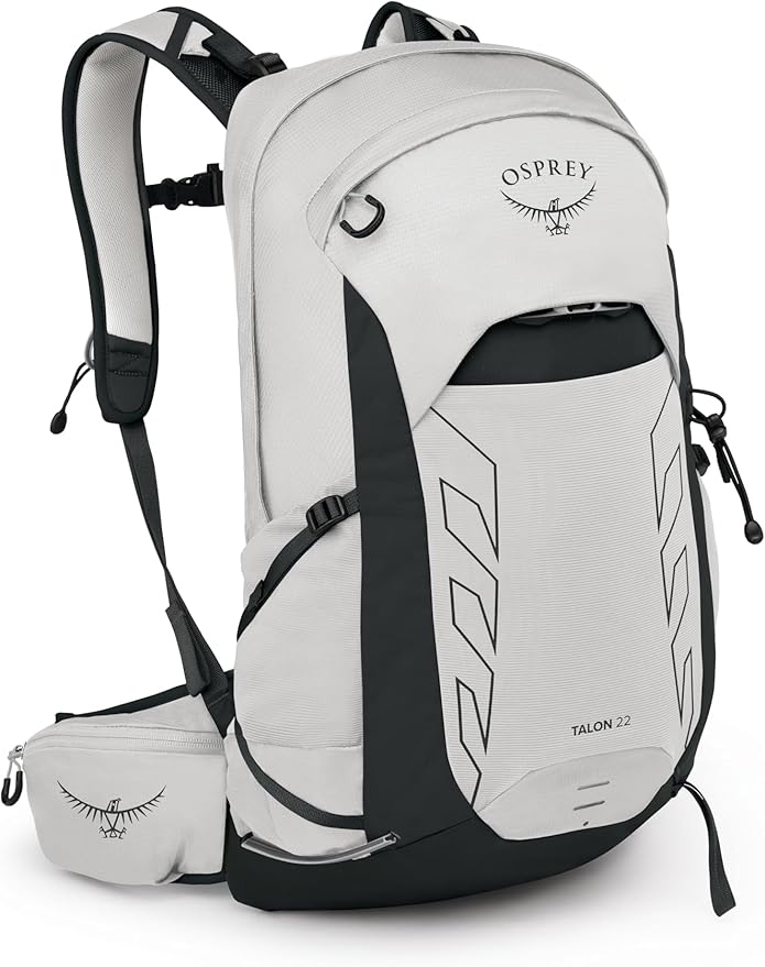 Osprey Talon 22L Men's Lightweight Hiking Backpack with Hipbelt, White/Black