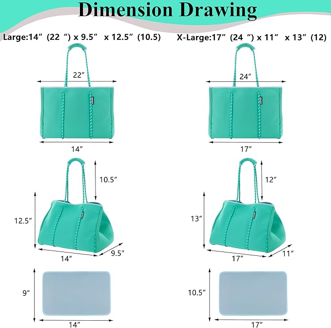 QOGiR Neoprene Multipurpose Beach Bag Tote with Inner Zipper Pocket … … … …