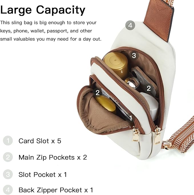 Telena Small Sling Bag for Women Leather Crossbody Fanny Packs Chest Bag for Women
