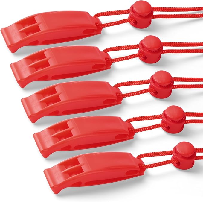2-Pack Whistle Emergency Safety with Lanyards - High Decibel Survival Whistle for Life Jackets, Boating, Kayaking, Hiking, Hunting & Rescue