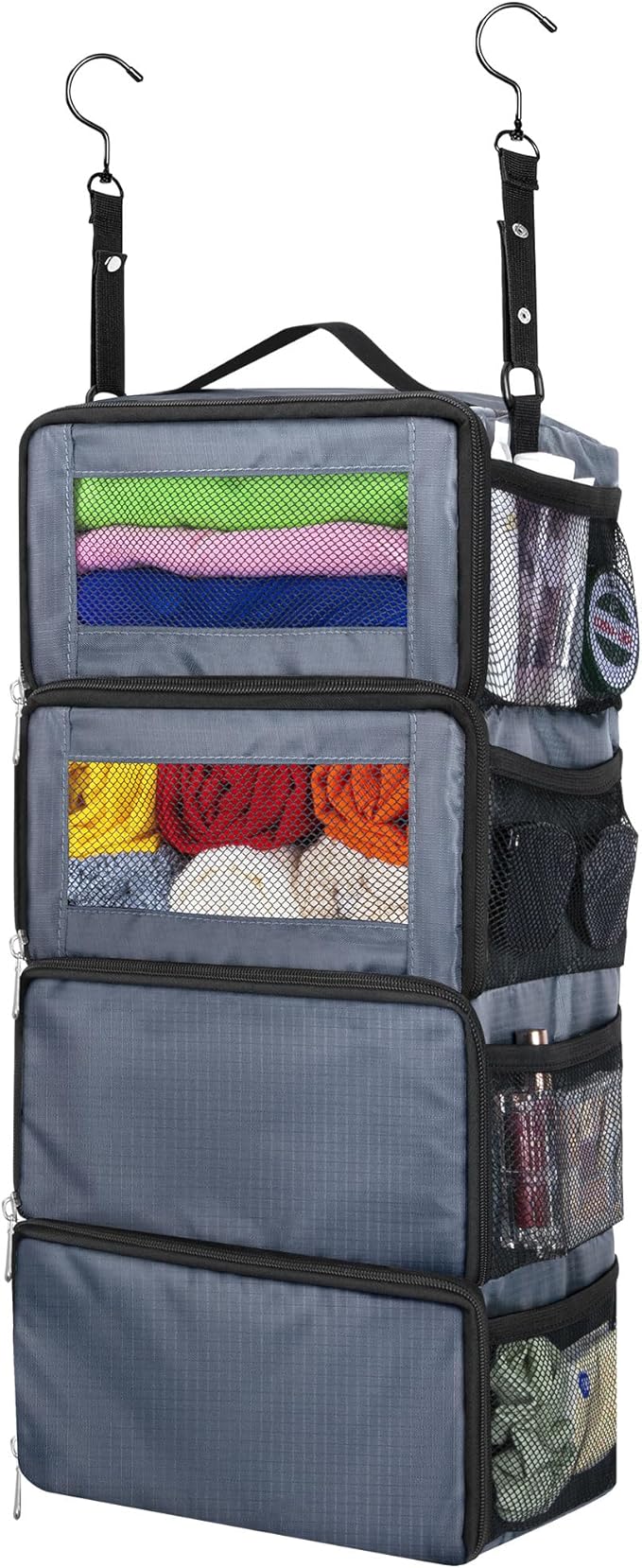 Hanging Travel Organizer, Carry on Luggage Suitcase Organizer, Travel Essentials Portable Travel Shelves Packing Cube for Travel Cruise Small, Gray