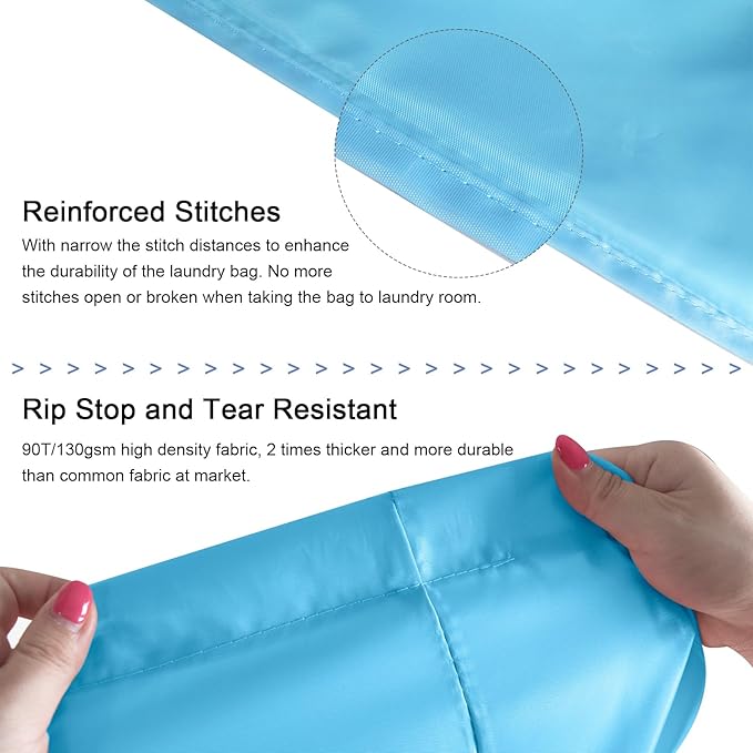 Polecasa Heavy Duty Large Laundry Bag with 130gsm Tear Resistant Fabric and Handles, Easy to Carry Durable Dirty Clothes Drawstring Bag, Perfect for College Dorm,Travel, 28”x36”,Gulf Blue