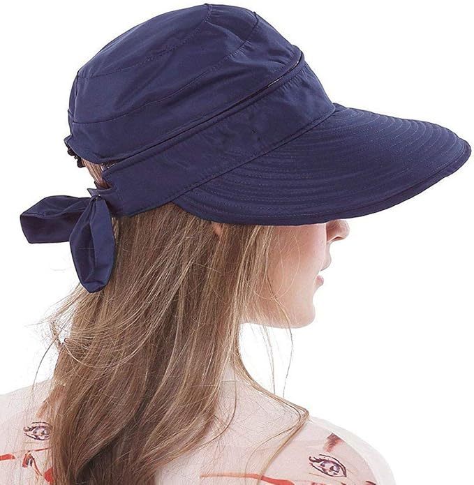 HINDAWI Sun Hats for Women with UV Protection Wide Brim Sun Hat Visor Summer Beach Outdoor Foldable Womens Cap