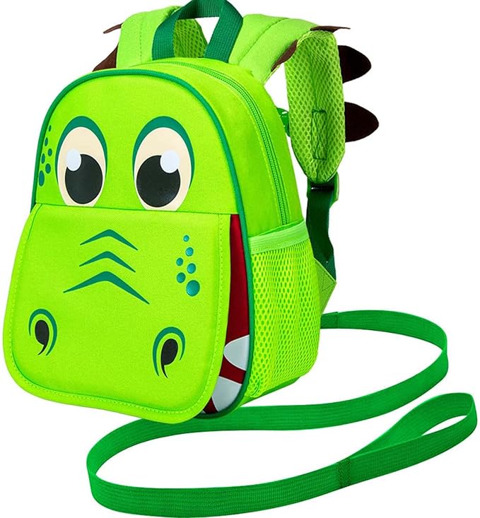 AGSDON Toddler Backpack Leash, 9.5" Safety Harness Dinosaur Bag - Removable Tether