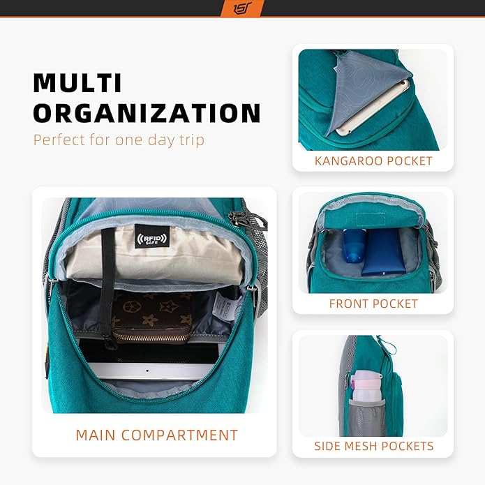 SKYSPER Sling Bag RFID Crossbody Sling Backpack Cross Body Shoulder Bag Travel Hiking Daypack for Women Men