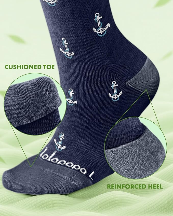 Bamboo Viscose Compression Socks for Women Men 2 Pairs 15-20mmHg Knee High Compression Socks Travel Nurse
