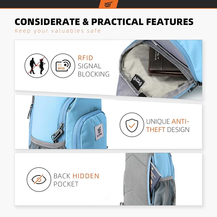 SKYSPER Sling Bag RFID Crossbody Sling Backpack Cross Body Shoulder Bag Travel Hiking Daypack for Women Men