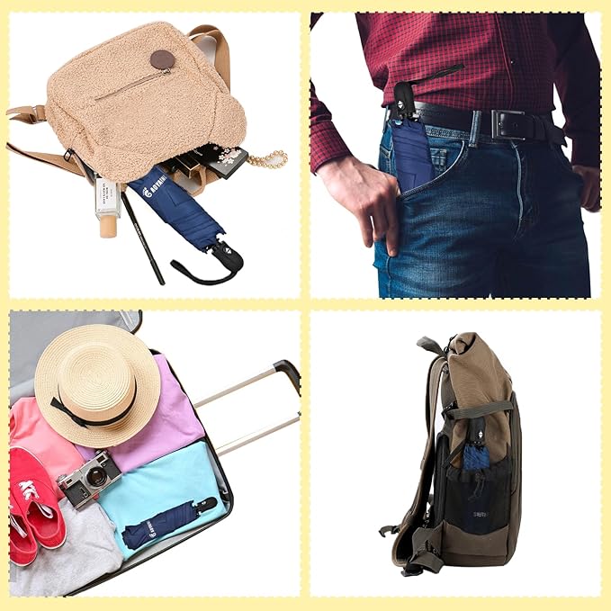 GAOYAING Compact Automatic Travel Umbrella with Case, Mini Small Folding Sun UV, Pocket Purse Umbrella