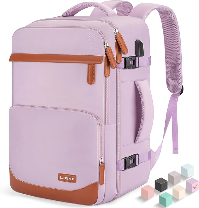 40L Travel Backpack with USB Charging Port, Water-Resistant Carry On Backpack for Men Women, Business Laptop Backpack for Trips & Commutes, Fits 15.6/17.3 Inch Laptop