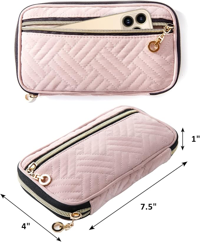 SFYBYHEART Travel Jewelry Organizer Case, Jewelry Travel Bags for Women, Small Travel Jewelry Case for Tangle-Free Earrings, Necklaces, Rings Storage, Travel Accessories, Travel Essentials, Pink