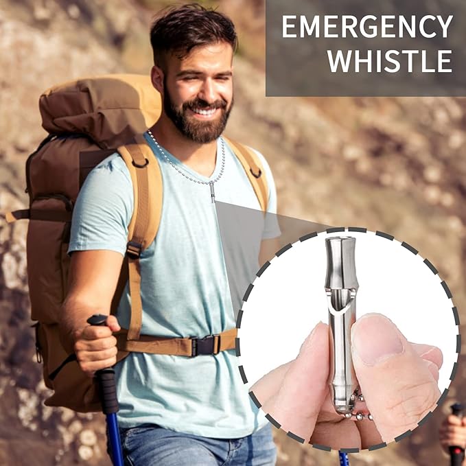 Emergency Whistle,Titanium Whistle EDC Safety Whistle for Outdoor Camping,Loud Survival Whistles Loud up to 120db