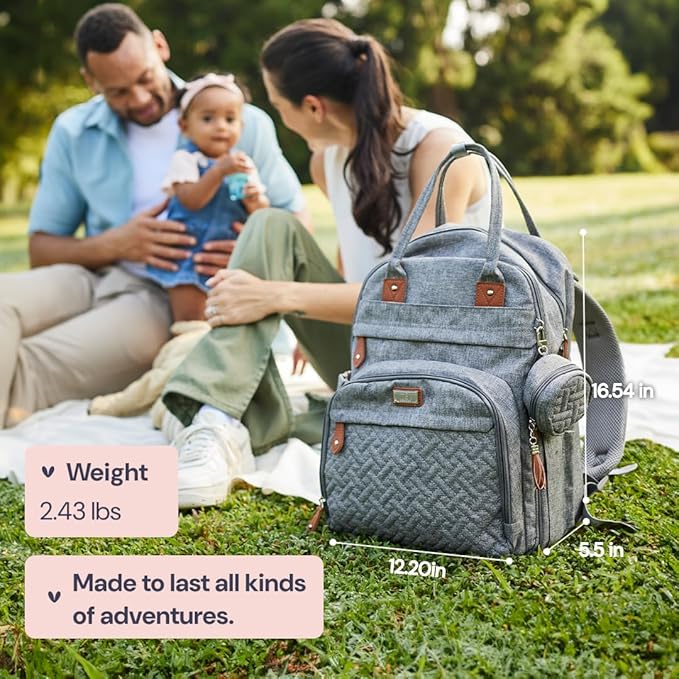 BabbleRoo Diaper Bag Backpack - Baby Essentials Travel Tote - Multi Function Water Resistant Diaper Bag, Travel Essentials Baby Bag with Changing Pad, Stroller Straps & Pacifier Case - Unisex, Safari