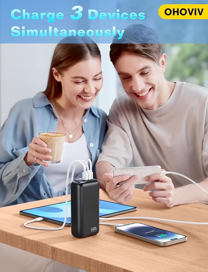 Portable Charger 50000mAh Power Bank - 22.5W Fast Charging External Battery Pack,USB-C Portable Phone Charger for iPhone 16/15/14/13 Pro Android Samsung, for Travel Camping Essential