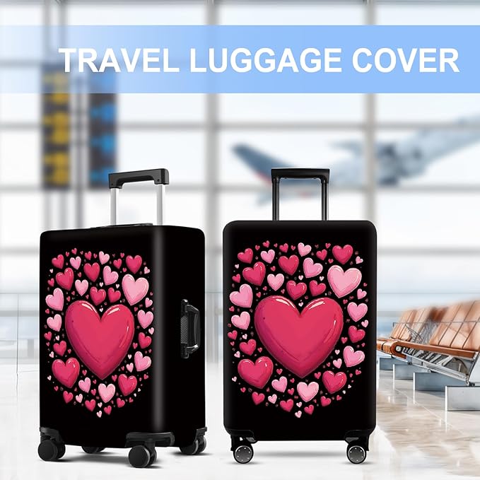 Luggage Cover Washable Suitcase Protector Anti-Scratch,Stretchable Fit for 20-34Inch Luggage Durable Travel Bag Cover with Zipper Closure (Heart, L(fits 28-30Inch suitcase))