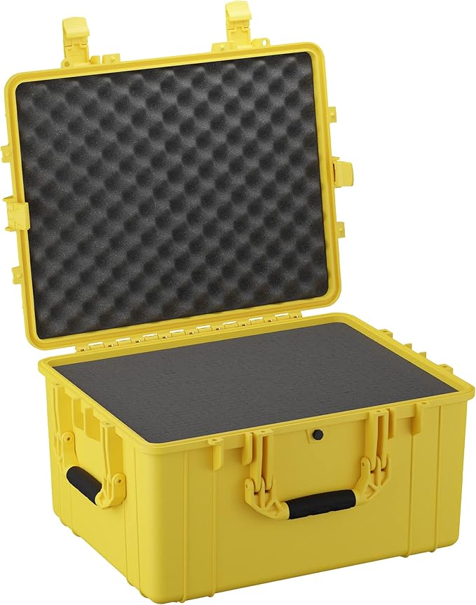 Condition 1 25" Large Heavy-Duty Protective Waterproof Hard Case Model 024, Portable Storage Box with Customizable Foam, Camera, Tool, Hunting, Made in USA, 24.27"x19.40"x13.57" Yellow