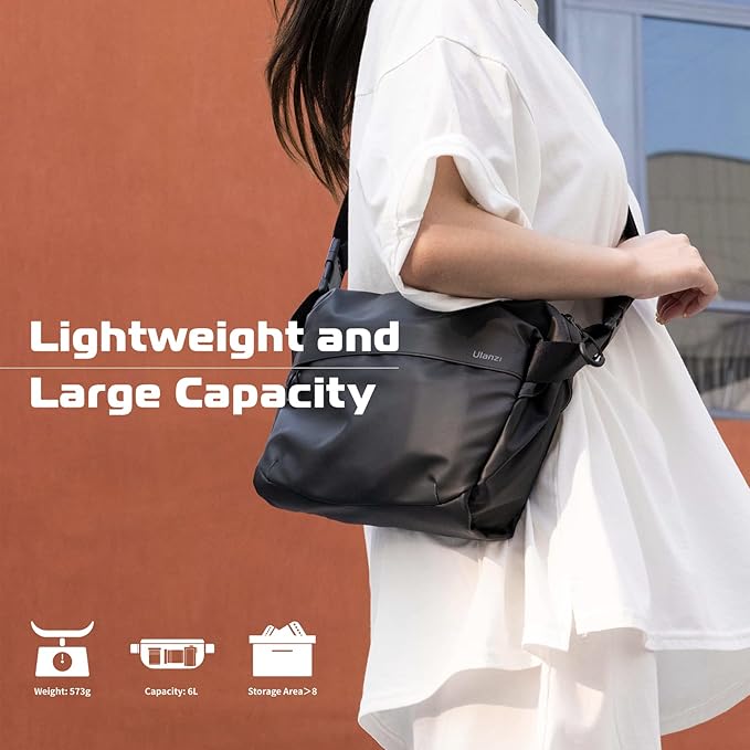 ULANZI Versatile Camera Shoulder Bag Photography Travel Messenger Portable Travel Bag Accessories Stylish Crossbody DSLR Sling Bag Compatible with Sony Canon etc -BLACK