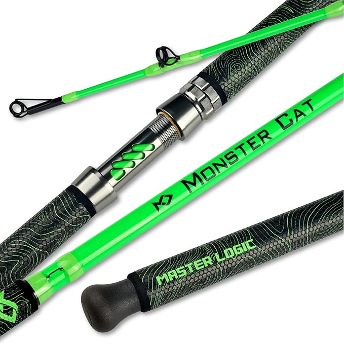 Monster Catfish Fishing Rod - 7' Medium Heavy, 1-Piece Glow in Dark Casting Rod, S-Glass & Carbon Graphite Blend, Durable EVA Foam Super Grip, Catfish Pole for Night Fishing