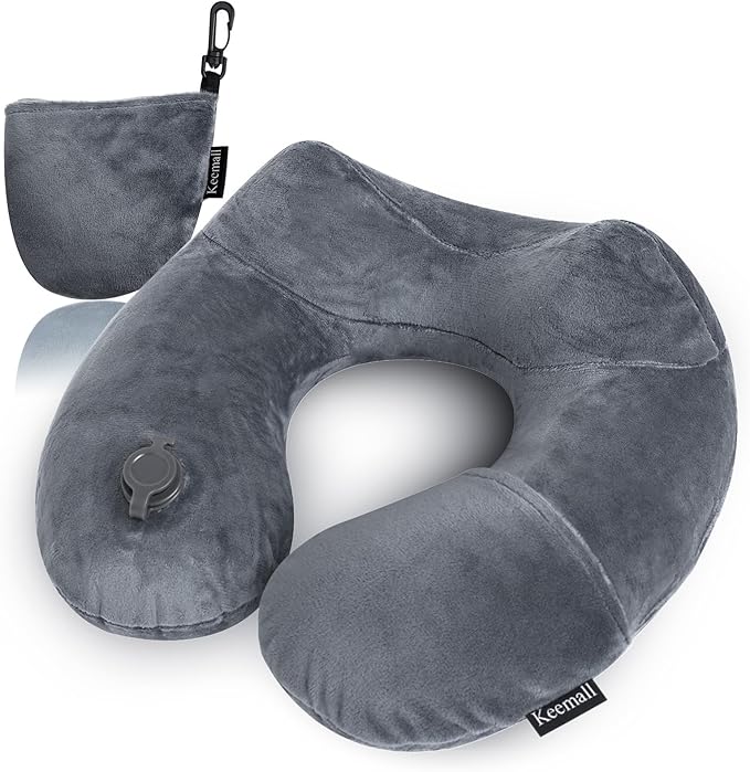 Inflatable Travel Pillows for Airplanes, Easy Blow Up Inflatable Travel Neck Pillows for Air Travel Sleeping Long Flight, Comfort Travel Air Pillows for Car Train Office Nap Camping