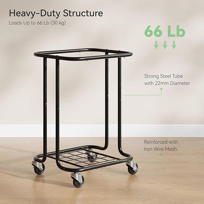 Laundry Basket with Wheels 150L/40Gal, Rolling Laundry Hamper with Steel Fram and Removable Washing Bag,Laundry Sorter Cart for Laundry Room,Hotel,Dorm,Black