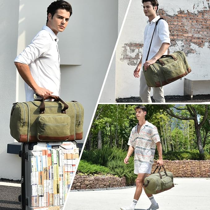 Dimayar Expandable Duffle Bag for Men, 50L Large-Capacity Weekender, Water-Resistant Mens Duffle Bags for Traveling, Lightweight & Durable Overnight Carry-On, Versatile Gym and Travel Bag