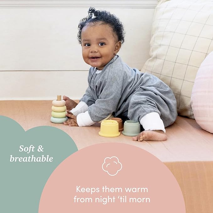 SleepingBaby Flying Squirrel Toddler Pajamas with Practical Zipper for Quick Diaper Changes and Travel Comfort - Heather Grey - 4-5T