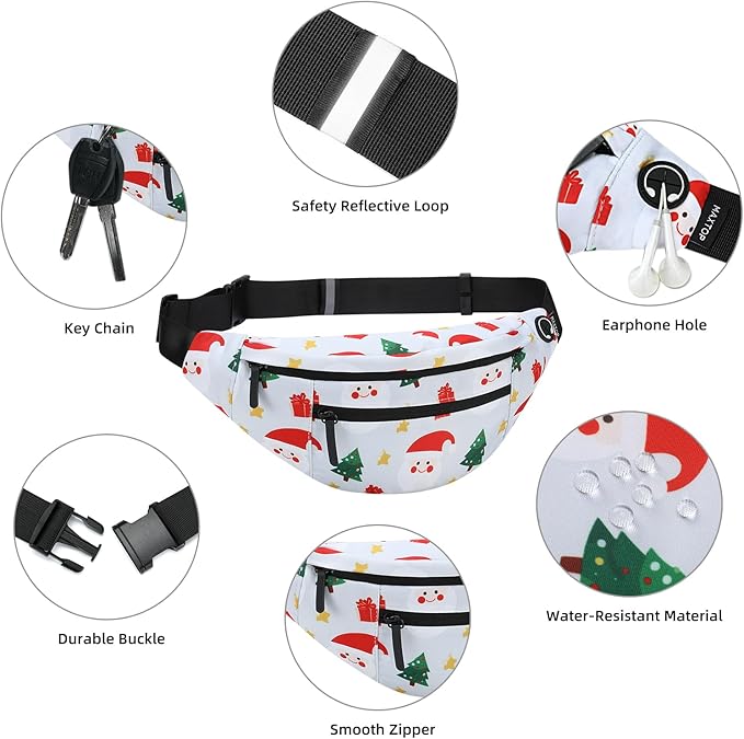MAXTOP Large Crossbody Fanny Pack with 4-Zipper Pockets,Gifts for Enjoy Sports Festival Workout Traveling Running Casual Hands-Free Wallets Waist Pack Phone Bag Carrying All Phones