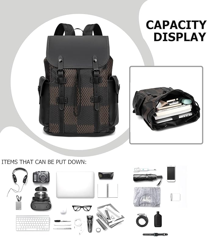 KingTo Laptop Backpack for Men Luxury Anti-Theft Travel Backpack Casual Business Waterproofing Computer Bag (A-Brown)