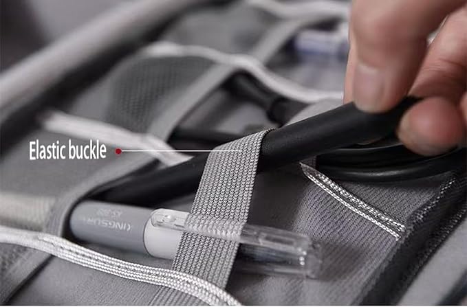 Cable Organizer bag for women or men,Electronic Accessories Carry Case Portable Waterproof Double Layers All-in-One Storage Bag for Cord, Charger, Phone, Earphone (Grey)
