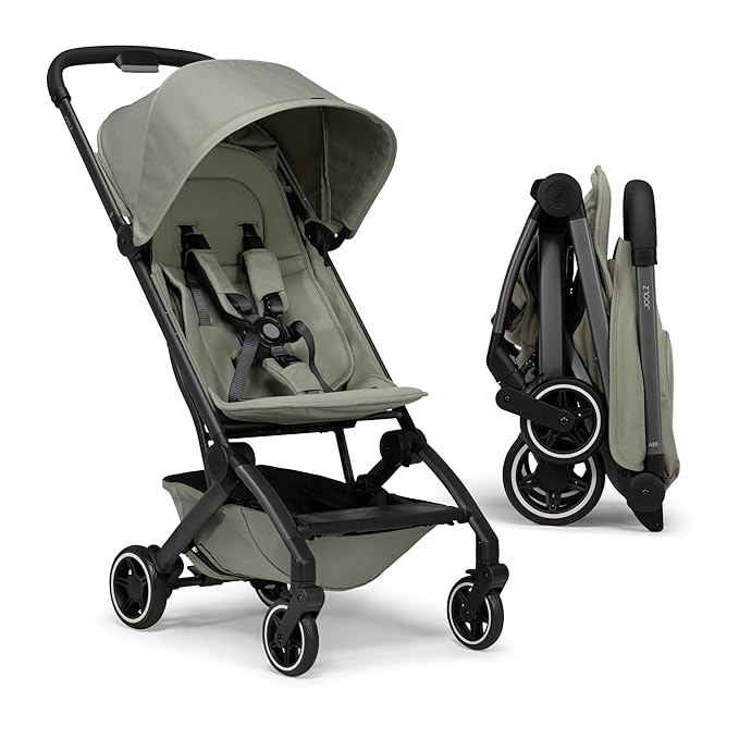 Joolz AER+ Lightweight & Compact Travel Stroller - Portable One-Hand Fold Design - Ergonomic Seat for Infant & Toddler (up to 50 lb) - XXL Sun Hood - Stroller for Airplane -Travel Pouch- Sage Green
