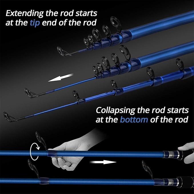 KastKing Compass Telescopic Fishing Rods and Combo, Sensitive Graphite Composite Blank, Easy to Travel, Packs to Just 17" in Length, Stainless Guides and Ceramic Rings, Combos w/ 4+1BB Spinning Reel