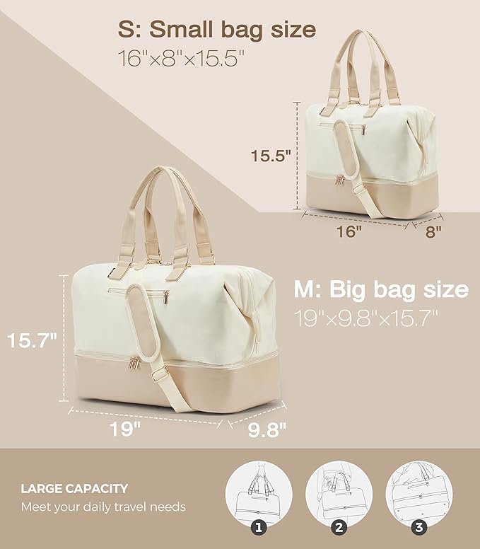 Weekender Bags for Women, Large Travel Duffel Bag with Shoes Compartment, Carry On Overnight Tote Bags with Toiletry Bags, Hospital Bags for Labor and Delivery