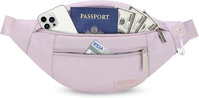 MAXTOP Large Crossbody Fanny Pack with 4-Zipper Pockets,Gifts for Enjoy Sports Festival Workout Traveling Running Casual Hands-Free Wallets Waist Pack Phone Bag Carrying All Phones