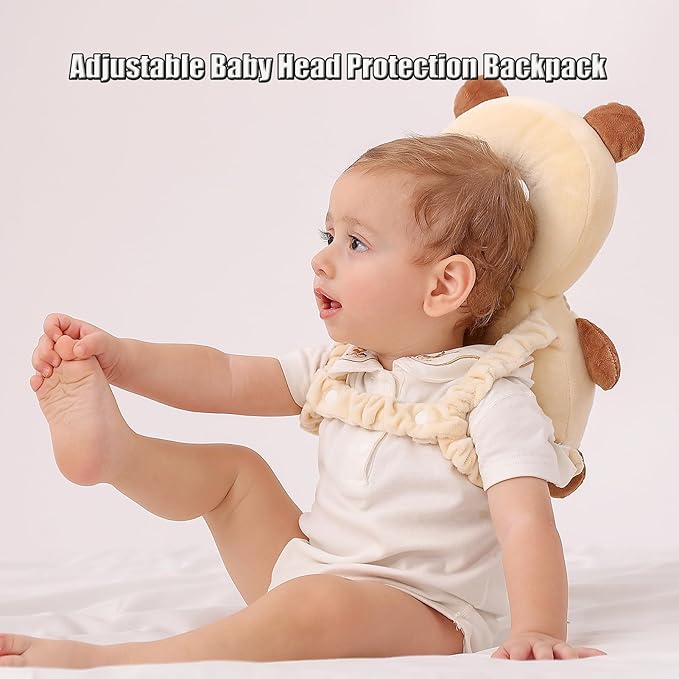 Feidoog Baby Head Protector Cushion Backpack with 3 Knee Pads for Walking & Crawling,Khaki Astronauts