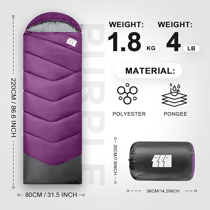 Sleeping Bags for Adults Cold Weather,Portable, Waterproof,Lightweight Sleeping Bag for Tall Girls Boys with Compression Sack for Warm Camping, Hiking, Outdoor & Indoor