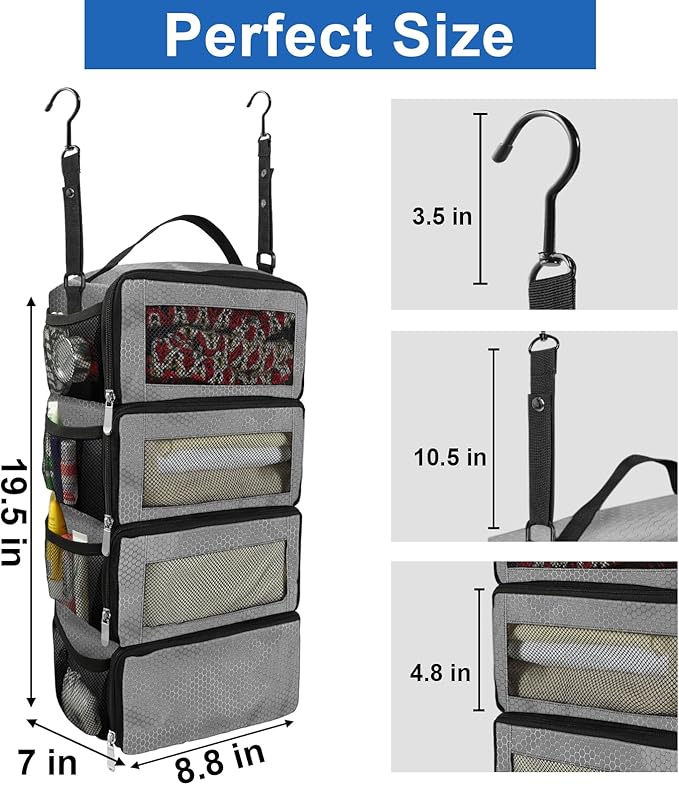 Suitcase Organizer, Travel Luggage Organizer Portable Hanging Travel Shelves Collapsible Hanging Packing Cubes for Carry on Suitcase