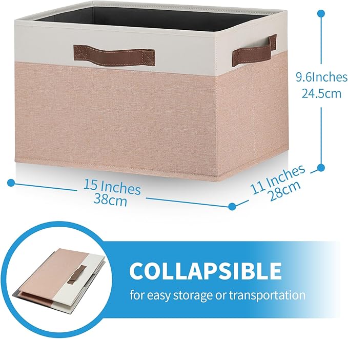 GhvyenntteS Large Fabric Storage Bins 6 Pack, 15x11x9.6 Inch Storage Baskets for Shelves, Foldable Closet Storage Bins for Shelves, Closet Organizers and Storage Boxes, Beige Yellow&White