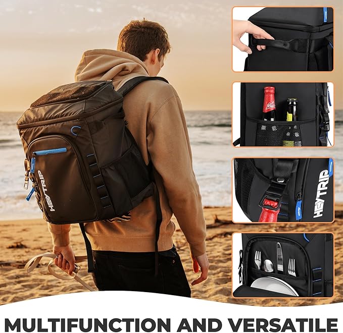 Heytrip Backpack Cooler 36/54 Cans Insulated Waterproof Cooler Bag for 20 Hours Cold Retention, Leak-Proof Camping Cooler with Multi-Compartments