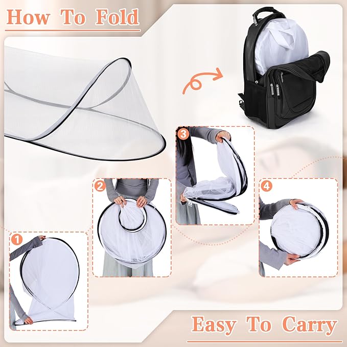 78.7 x 31.5 x 23.6 Inch Large Collapsible Portable Mosquito Net, Pop Up Mosquito Tent, Suitable for Adult Baby Camping, Bedroom Mosquito Net for Bed
