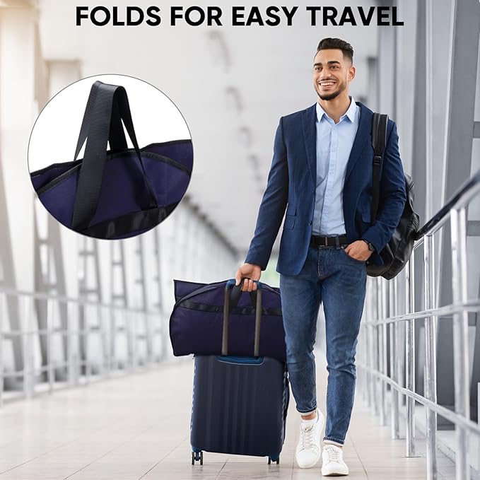 BALEINE 2PK Heavy Duty Garment Bag with Shoe Storage Travel Bag for Dresses, Suit, Coats Travel Essential (60", Blue)
