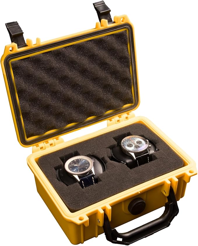 MEIJIA IP67 waterproof hard compact case,Customizable Fit Foam,8.12”x6.56”x 3.56”,Fit Use of Drones, Cameras,Equipments,lens (Yellow)