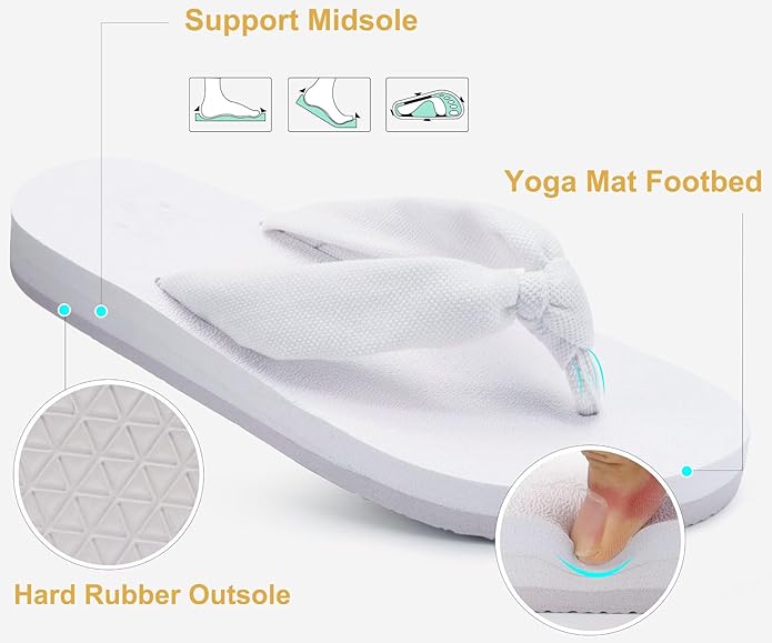 KuaiLu Flip Flops for Women with Arch Support Yoga Mat Comfortable Summer Beach Walking Thong Cushion Sandals Slip On Indoor Outdoor