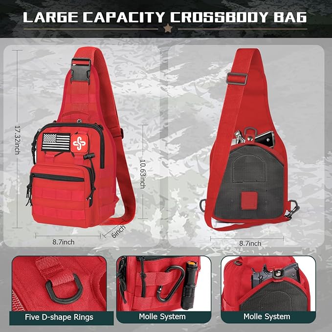 Survival Kit, 262Pcs Survival Gear and Supplies with First Aid Kit Pouch and Crossbody Bag, Emergency Kit with Tent, Camping Axe Hammer, Survival Shovel w/Pick, Bug Out Bag Gifts for Men Women