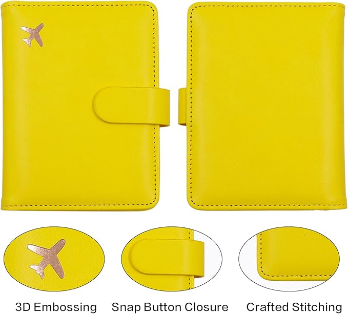 Melsbrinna RFID Passport Holder for Travel Women/Men, Cute RFID Blocking Wallet with Card Slots, Travel Wallet/Passport Case (1, Yellow)