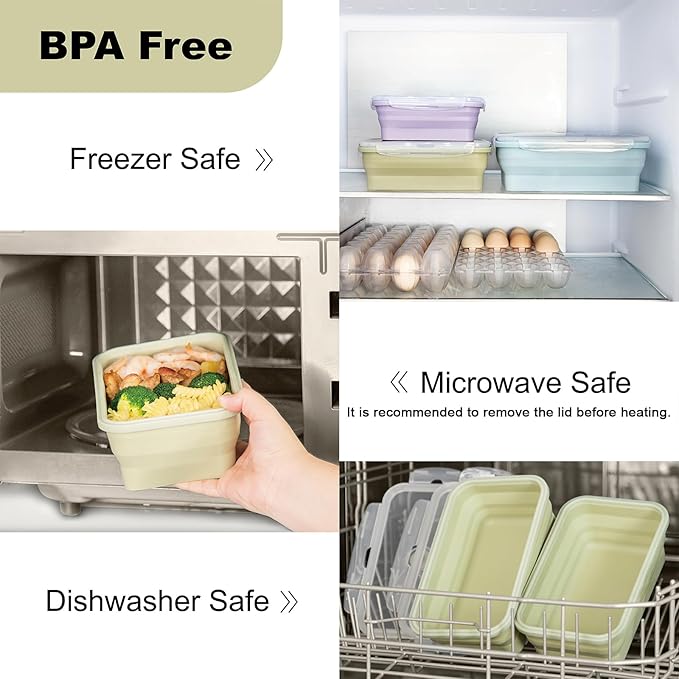 Large Collapsible Food Containers with Lids, Collapsible Bowls For Camping, Save Space, Leak-Proof Silicone Storage Bowls, 2pack 1200ml, Dishwasher, Microwave Freezer Safe
