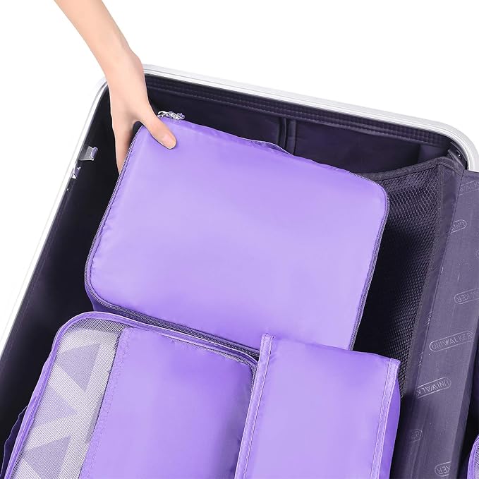 BAGAIL 8 Set Packing Cubes Luggage Packing Organizers for Travel Accessories-Light Purple
