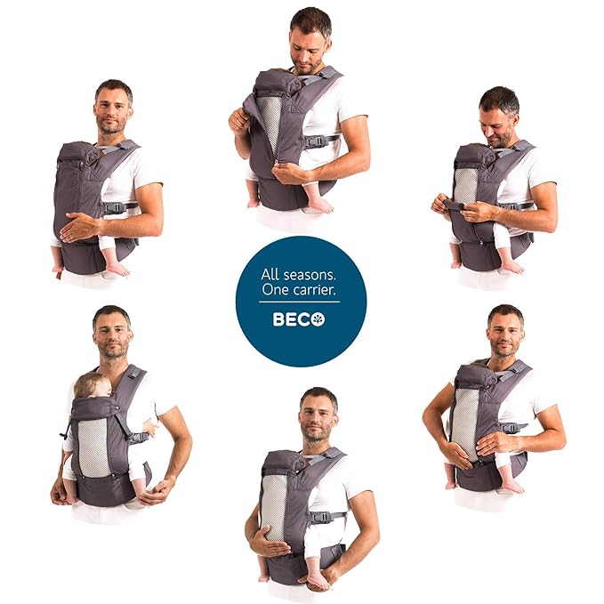 Beco 8 Baby Carrier from Newborn to Toddler (7-45lbs) - All in 1 Hybrid Front, Hip and Backpack Style Carrier with Breathable, Cooling Mesh - Iris