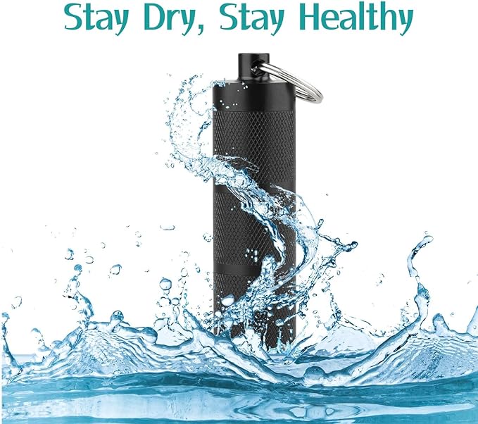 Waterproof Keychain Pill Holder - Compact, Portable, and Secure Pill Box with 3 Compartments - Pocket-Sized Pill Case and Container for Daily Medication on The Go, Black